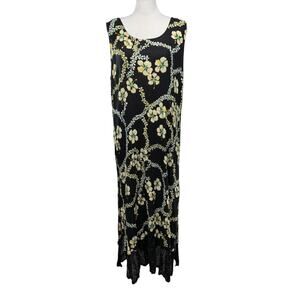 WE BE BOP Midi Dress Plus Size 2X 100% Rayon Long Tropical Floral Tank Sheath